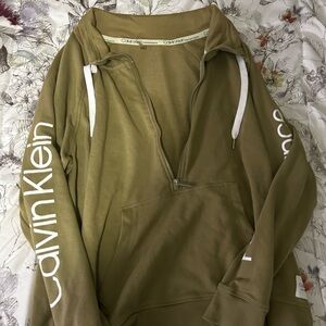 Calvin Klein Olive Green Half-Zip Hoodie